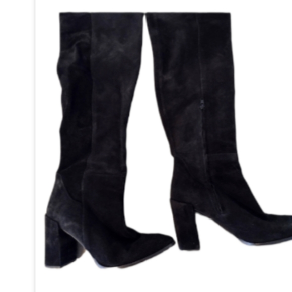 ZARA BLACK SUEDE BOOTS OVER THE KNEE N.W.O.T - Picture 2 of 5